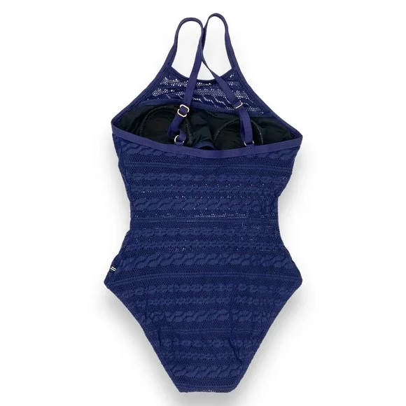 ❌SOLD❌ Y2K NAUTICA navy blue lace one piece swimsuit - Picture 6 of 16